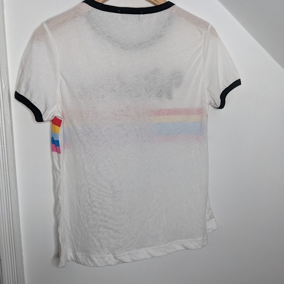 WILDFOX Lightweight Rainbow Graphic Ringer Tee NEW Size M - Picture 5 of 5